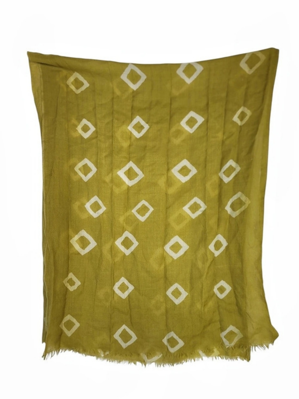 Eileen Fisher Geometric Wool & Silk Scarf in Green & White